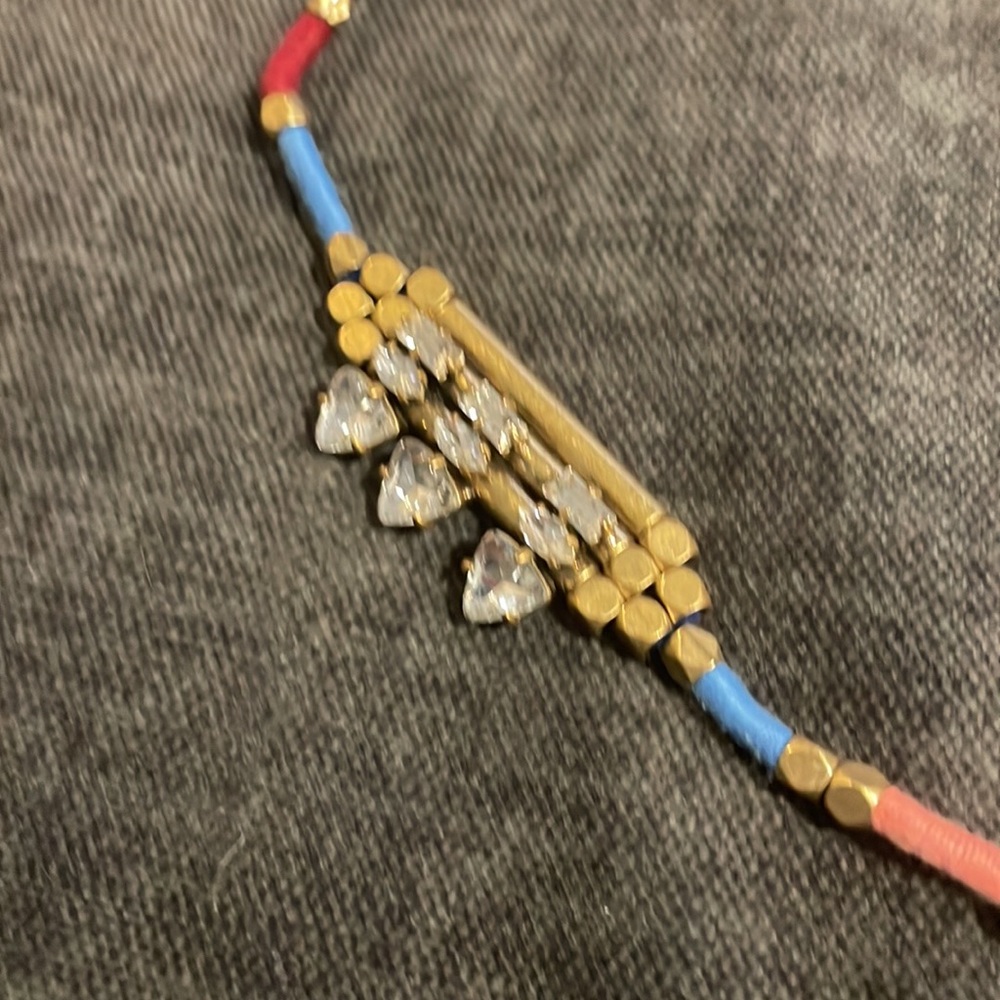 J. Crew Gold-tone Necklace with Blue and Coral Beads - Picture 3 of 8